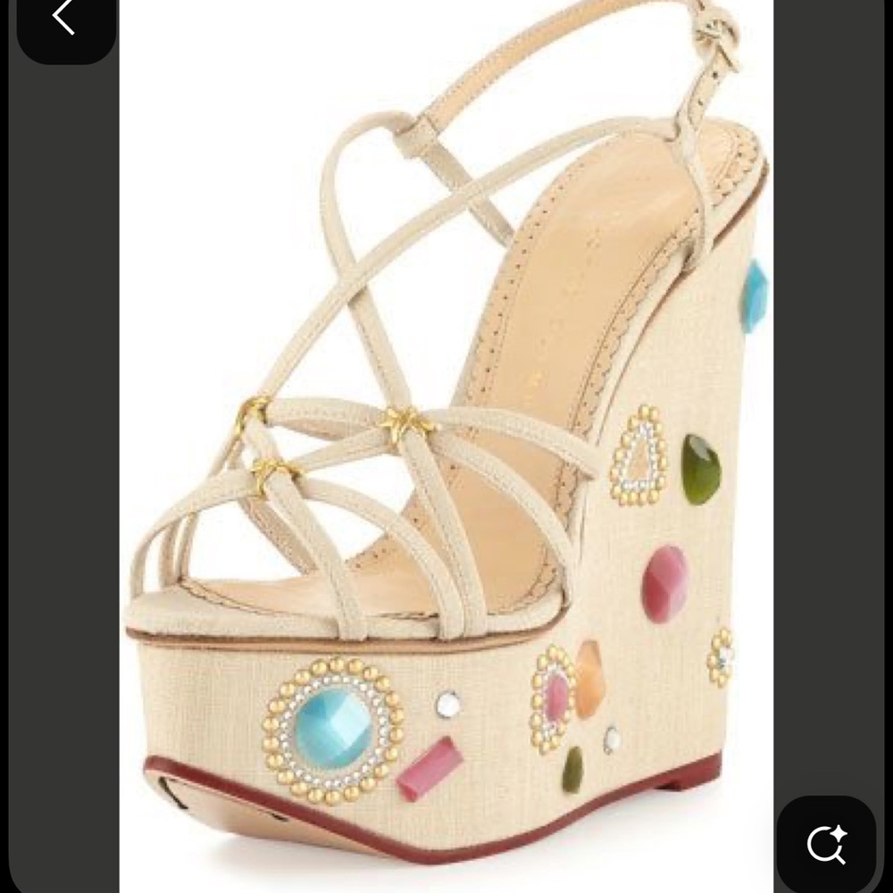 Charlotte Olympia Elizabeth Jeweled Wedge Sandals